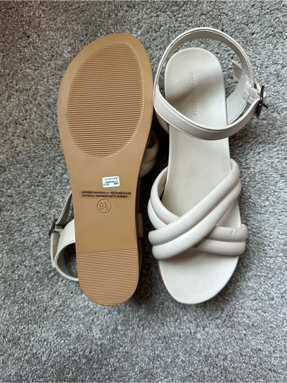 Women's Cream Strappy Ankle Strap Sandals - American Eagle